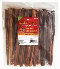 25 Pack 12 Inch Bully Stick in Zip Lock Bag