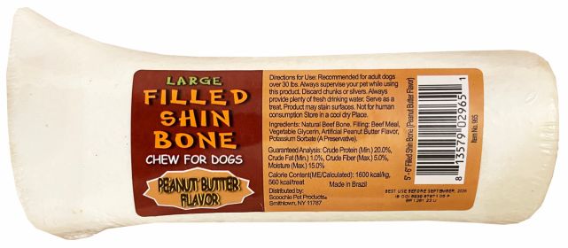 5-6 Inch Peanut Butter Stuffed White Shin Bone with UPC