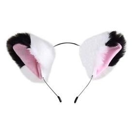 White, Black Cosplay Faux Fur Fox Ears Headband  Headband for Halloween