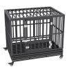 Heavy Duty Dog Crate,3-Door Kennel lockable Wheels and Removable