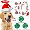 5Pcs Christmas Dog Rope Chew Toys Aggressive Teething Playing