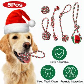 5Pcs Christmas Dog Rope Chew Toys Aggressive Teething Playing