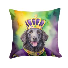 Curly-Coated Retriever King of Mardi Gras Throw Pillow Machine Washable, Indoor Outdoor Decorative Pillow for Couch, Bed or Patio, 18Hx18W