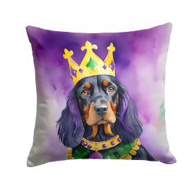 Gordon Setter King of Mardi Gras Throw Pillow Machine Washable, Indoor Outdoor Decorative Pillow for Couch, Bed or Patio, 14Hx14W