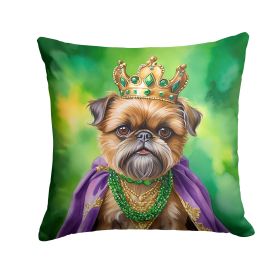 Brussels Griffon King of Mardi Gras Throw Pillow Machine Washable, Indoor Outdoor Decorative Pillow for Couch, Bed or Patio, 14Hx14W