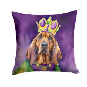 Bloodhound King of Mardi Gras Throw Pillow Machine Washable, Indoor Outdoor Decorative Pillow for Couch, Bed or Patio, 14Hx14W