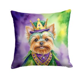 Yorkshire Terrier King of Mardi Gras Throw Pillow Machine Washable, Indoor Outdoor Decorative Pillow for Couch, Bed or Patio, 18Hx18W