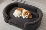 Scandinavian style Elevated Dog Bed Solid Wood legs and Black Bent Wood Back, Cashmere Cushion