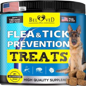 Flea and Tick Prevention Chewable Pills for Dogs Pest Control & Natural Defense Beef Taste