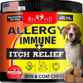 Dog Anti Itch Allergy Relief Chews Dry Itchy Skin Treatment with Probiotic Omega 3 Oil Immune Supplement