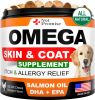 Omega 3 for Dog Skin and Coat Supplement Fish Oil for Dogs Chews Allergy Itch Relief