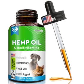 Hemp Oil Drops Pet Calming Anti-Anxiety and Herbal Stress Relief Natural Organic