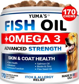 Omega 3 Fish Oil for Dogs 170 Chews Skin and Coat Support Dog Anti Shedding