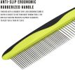 Dog Comb Removes Tangles and Knots Matted Fur - Grooming Tool with Stainless Steel Teeth and Non-Slip Grip