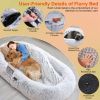 Human Size Dog Bed with Pillow Blanket 72.83x47.24x11.81in Bean Bag Washable Removable Flurry Plush Cover Large