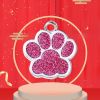 New Year Pet ID Tags; Personalized Dogs Tags; Footprint Engraved Dog Tag Ornament