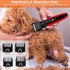 Pet Grooming Kit Rechargeable Cordless Dog Grooming Clippers Electric Trimmer Shaver Hair Cutter w/ 4 Guide