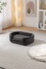 Scandinavian style Elevated Dog Bed Solid Wood legs and Black Bent Wood Back, Cashmere Cushion