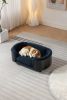 Scandinavian style Elevated Dog Bed Sofa, Solid Wood legs and Black Bent Wood Back, Cashmere Cushion