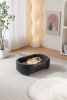 Scandinavian style Elevated Dog Bed Solid Wood legs and Black Bent Wood Back, Cashmere Cushion