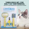 3pcs Grooming Set; Hair Comb Nail Scissors; Pet Comb Set