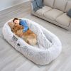 Human Size Dog Bed with Pillow Blanket 72.83x47.24x11.81in Bean Bag Washable Removable Flurry Plush Cover Large