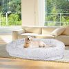 Human Size Dog Bed with Pillow Blanket 72.83x47.24x11.81in Bean Bag Washable Removable Flurry Plush Cover Large