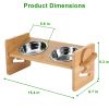 Bamboo Double Dog Raised Bowls 15 Degree Tilt Elevated Dog Bowls with 4 Adjustable Heights 2 Stainless Steel