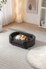 Scandinavian style Elevated Dog Bed Solid Wood legs and Black Bent Wood Back, Cashmere Cushion