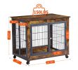 Furniture Style Dog Crate Side Table on Wheels with Double Doors and Lift Top