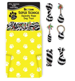 Dump Bin Small Super Scooch Squeaky Rope Toys 60 Pieces