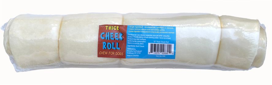 Jumbo Thick 10 Inch Cheek Roll Shrink with Sticker and UPC