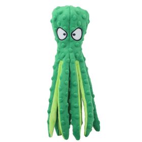 Squeaky Stuffed Interactive Plush Octopus Soft Dog Toys (Color: Green)