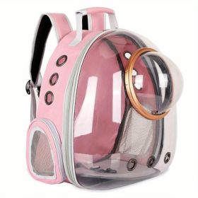 Pet Carrier Backpack, Space Capsule Bubble, Waterproof Outdoor Use (Color: Pink)