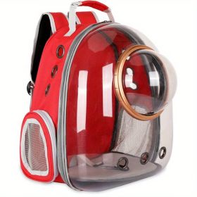 Pet Carrier Backpack, Space Capsule Bubble, Waterproof Outdoor Use (Color: Red)