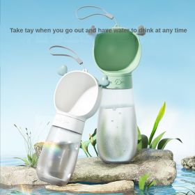 Portable Dog Water Bottle, 2 In 1 Dispenser with Food Container for Traveling (Color: Green, size: 350ML)