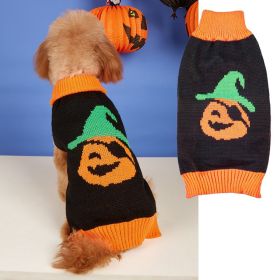 Halloween Pumpkin Dog Knitted soft Activity Costume (Color: Pirate Head, size: M)