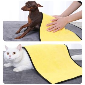 New coral velvet speed pet dry towel dog soft absorbent pet bath towel (Color: [For adult cats] 30 * 60cm, size: Yellow)