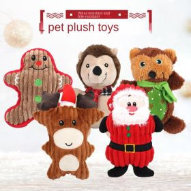 Christmas pet chew toy molar bite-resistant cute cartoon dog toy (Color: Santa Claus)