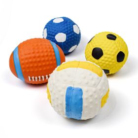 Natural Latex Rubber Dog Balls; Squeaky Dog Toys (colour: Smiley Rugby)