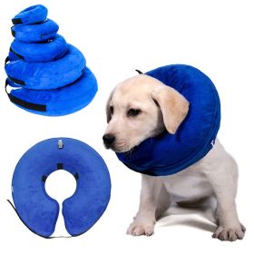 Inflatable Pet Collar, Anti-bite Protective Circle Collar for Small Large Dogs (Color: Blue, size: M)