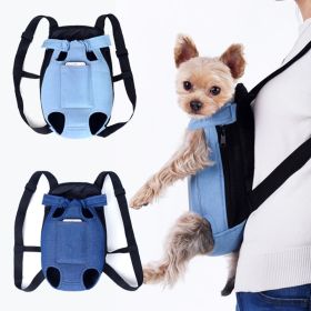 Denim Dog Backpack Outdoor Travel Carrier Bag for Small Dogs (Color: Navy, size: XL)