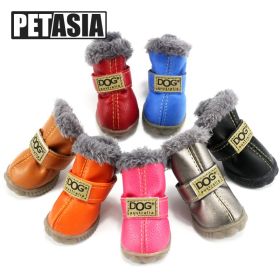 Winter Pet Dog Shoes Warm Snow Boots Waterproof Fur 4Pcs/Set Small Dogs Cotton Non-Slip XS For ChiHuaHua Pug Pet Product PETASIA (Color: Navy Blue, size: S (2))