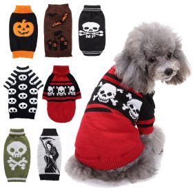 Pet Dog Halloween Costume Pumpkin Skull Death Pattern Pet Knit Sweater (Type: PumpkinXXS)