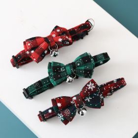 Christmas Bell collar 2pcs Snowflake Checker Bowknot (Color: Red)