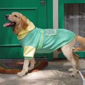 Autumn and winter pet clothes sweater (Color: Two-color transparent pocket big dog sweater (green), size: XL)