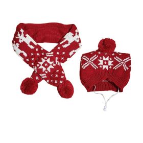 Christmas Reindeer Elk Antlers Headband and Scarf Set Costume Accessories for Pets (Color: snowflake, size: S)