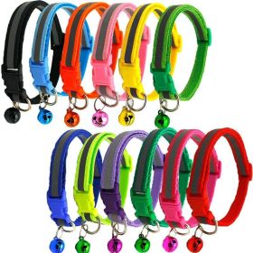 Pet Color Buckle Reflective Collars, Safety Adjustable for Puppy Night Outdoor (Metal Color: Fluorescent Green, size: 19x32CM)