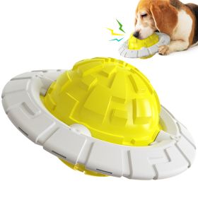 Dog Toy Training Interactive Flying Saucer Dog Toothbrush (Color: Yellow)