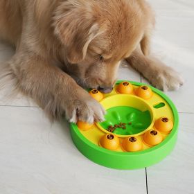 Dog Puzzle Toys Slow Feeder Food Dispenser Slowly Eating Training Game (Color: Green Roulette)